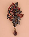 Ruby Red Stone Embedded Petal Shaped Brooch image number 0